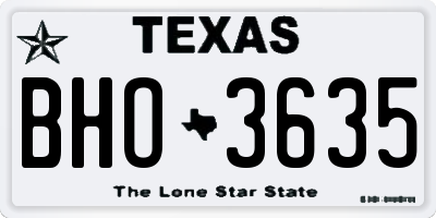 TX license plate BHO3635