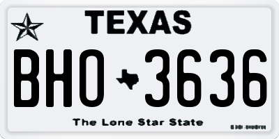 TX license plate BHO3636