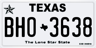 TX license plate BHO3638