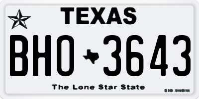 TX license plate BHO3643