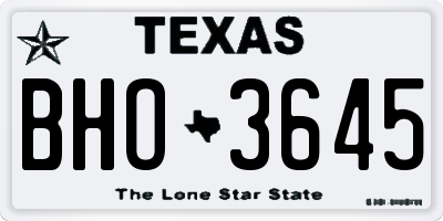 TX license plate BHO3645