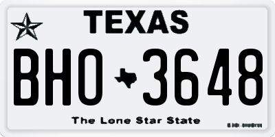 TX license plate BHO3648