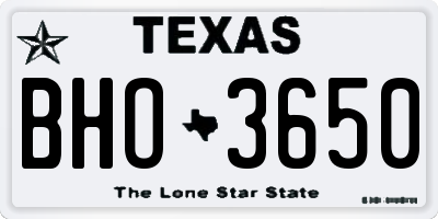 TX license plate BHO3650