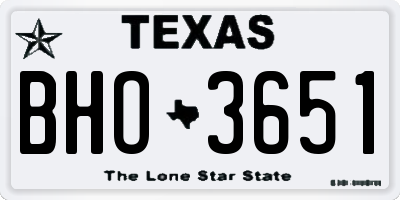 TX license plate BHO3651