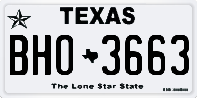 TX license plate BHO3663