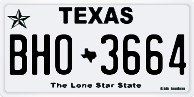 TX license plate BHO3664
