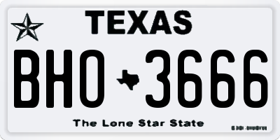 TX license plate BHO3666