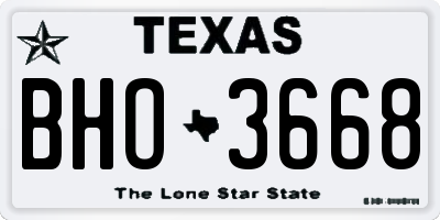 TX license plate BHO3668