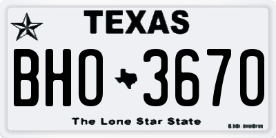 TX license plate BHO3670