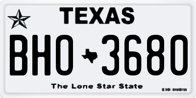 TX license plate BHO3680