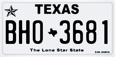 TX license plate BHO3681