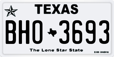TX license plate BHO3693