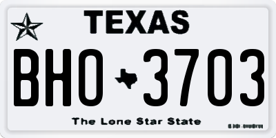 TX license plate BHO3703