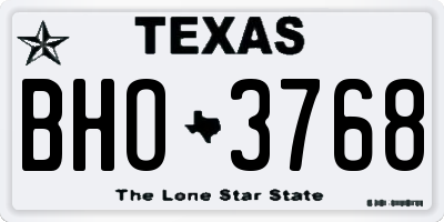 TX license plate BHO3768