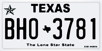 TX license plate BHO3781