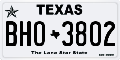 TX license plate BHO3802