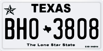 TX license plate BHO3808