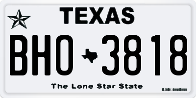 TX license plate BHO3818