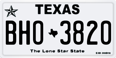 TX license plate BHO3820