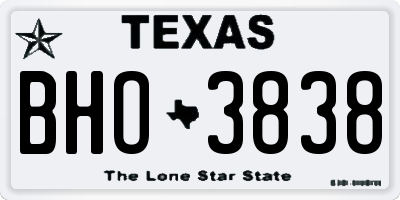 TX license plate BHO3838