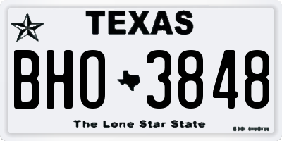 TX license plate BHO3848