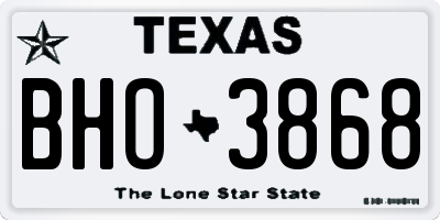 TX license plate BHO3868
