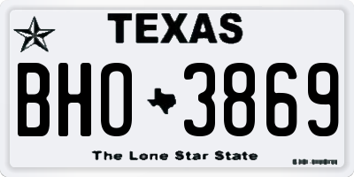 TX license plate BHO3869