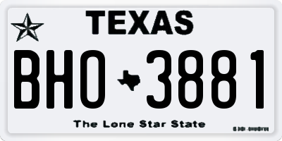 TX license plate BHO3881