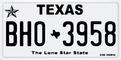 TX license plate BHO3958
