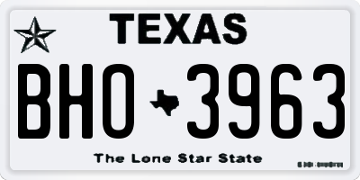 TX license plate BHO3963