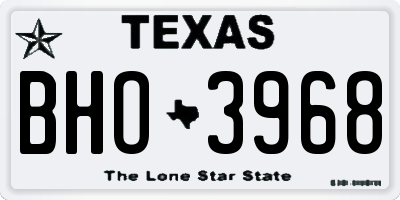 TX license plate BHO3968