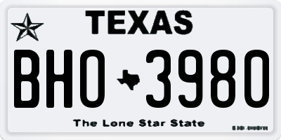 TX license plate BHO3980