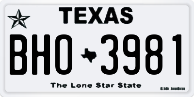 TX license plate BHO3981