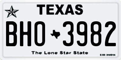 TX license plate BHO3982