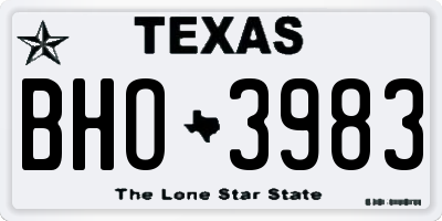 TX license plate BHO3983
