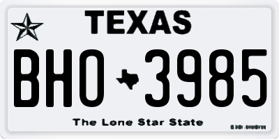 TX license plate BHO3985