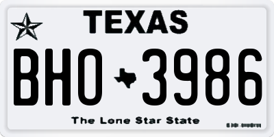 TX license plate BHO3986