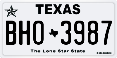TX license plate BHO3987