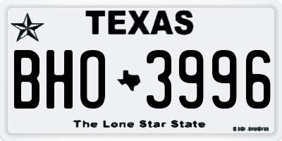 TX license plate BHO3996