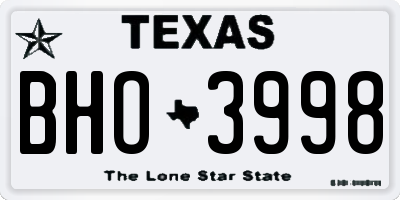 TX license plate BHO3998