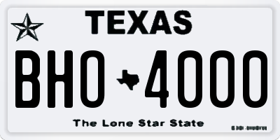 TX license plate BHO4000