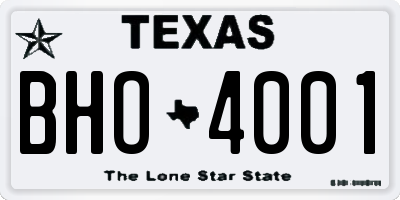 TX license plate BHO4001
