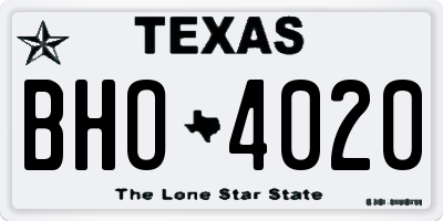 TX license plate BHO4020