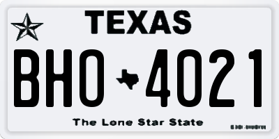 TX license plate BHO4021