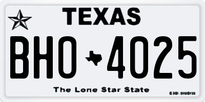 TX license plate BHO4025