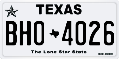 TX license plate BHO4026
