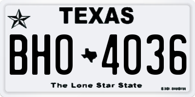 TX license plate BHO4036