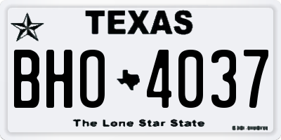 TX license plate BHO4037