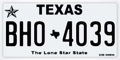 TX license plate BHO4039