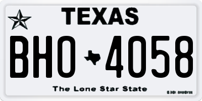 TX license plate BHO4058